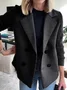 Women Winter Outerwear Casual Split Joint Plain Long Sleeve Shawl Collar Jacket