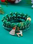 New Christmas Rice Bead Bracelet Four-pack Women's Stacking Santa Claus Snowflake Bell Elk Holiday Party Bracelet