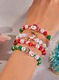 Christmas Polymer Clay Bracelet Christmas Colorful Santa Claus Snowflake Snowman Bracelet Christmas Bracelet Set