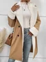 Women Winter Outerwear Casual Split Joint Plain Long Sleeve Lapel Collar Jacket