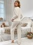 Autumn And Winter Warm Snow Grain Fleece Pullover Long Sleeve Trousers Suit Home Leisure Good Sleep Two-Piece Suit