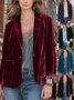 Women Plain Spring/Fall Outerwear Vintage Buckle Long Sleeve Lapel Collar Regular Blazer