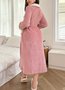 Casual Regular Fit Shawl Collar Color Block Nightdress
