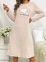 Autumn And Winter Pink Heart Flannel Long-Sleeved Thickened Nightgown Pullover Mid-Length Cute Home Clothes Nightgown