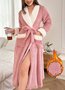 Casual Regular Fit Shawl Collar Color Block Nightdress