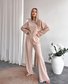 Women Plain Two-Piece Set Daily Long Sleeve Casual Spring/Fall Top With Pants Matching Set