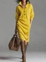 Women Plain Autumn Dress Turtleneck Long Sleeve H-Line Dress