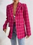 Women Geometric Spring/Fall Outerwear Casual Long Sleeve Shawl Collar Mid-long Blazer