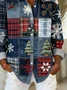 Shirt Collar Regular Sleeve Long Sleeve Christmas Buckle Regular Loose Button Up Shirt Shirt For Women