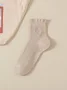 Cotton Embroidery Sweat-absorbent Trendy Japanese Style Cute Fungus Lace Mid-tube Women's Socks Breathable Pile Socks