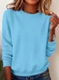 Casual Crew Neck Plain Sweatshirt