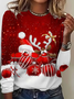 Casual Christmas Crew Neck Long Sleeve T-shirt