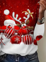 Casual Christmas Crew Neck Long Sleeve T-shirt