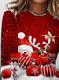 Casual Christmas Crew Neck Long Sleeve T-shirt