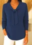 Women Cotton Plain Long Sleeve Comfy Casual Sweater