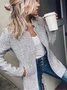 Women Spring/Fall Outerwear Casual Split Joint Plain Long Sleeve Lapel Collar Jacket