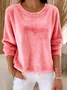 Casual Crew Neck Plain Sweatshirt