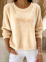Casual Crew Neck Plain Sweatshirt
