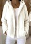 Women Winter Outerwear Casual Plain Long Sleeve Hoodie Jacket