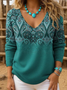 Wild West V Neck Loose Simple Knit Top