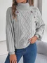 Women Cotton Plain Long Sleeve Comfy Casual Sweater