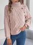 Women Cotton Plain Long Sleeve Comfy Casual Sweater