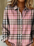 Shirt Collar Regular Sleeve Long Sleeve Plaid Buckle Regular Loose Button Up Shirt Shirt For Women