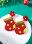 Christmas Earrings Fashion Acrylic Print Christmas Tree Christmas Stockings Gloves Stitching Earrings Christmas Holiday Party Earrings