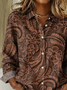 Shirt Collar Regular Sleeve Long Sleeve Floral Buckle Regular Loose Button Up Shirt Shirt For Women