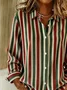 Shirt Collar Regular Sleeve Long Sleeve Striped Buckle Regular Loose Button Up Shirt Shirt For Women