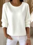 Casual Crew Neck Plain Sweatshirt
