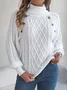 Women Cotton Plain Long Sleeve Comfy Casual Sweater