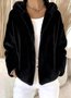 Women Winter Outerwear Casual Plain Long Sleeve Hoodie Jacket