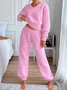 Regular Fit Casual V Neck Plain Pajama Set