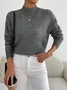 Women Plain Long Sleeve Comfy Street Split Joint Sweater