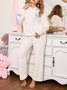 Casual Plain Hoodie Regular Fit Pajama Set