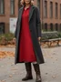 Women Plain Autumn Dress Shawl Collar Long Sleeve H-Line Dress