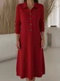 Women Plain Autumn Dress Shawl Collar Long Sleeve H-Line Dress