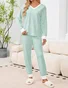 Color Block V Neck Casual Regular Fit Pajama Set