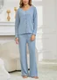 Regular Fit Casual V Neck Pajama Set
