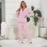 Shirt Collar Casual Plain Coral Velvet Pajama Set