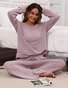Casual Crew Neck Plain Regular Fit Pajama Set