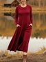 Women Plain Spring/Fall Dress Shawl Collar Long Sleeve A-Line Dress