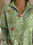 Casual Shawl Collar Christmas Sweatshirt Printing