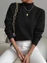Women Plain Long Sleeve Comfy Street Split Joint Sweater