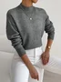 Women Plain Long Sleeve Comfy Street Split Joint Sweater