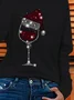 Casual Christmas Crew Neck Long Sleeve T-shirt