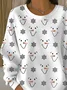 Casual Crew Neck Christmas Snowman Sweatshirt Printing