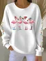 Casual Crew Neck Flamingo Sweatshirt Printing