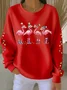 Casual Crew Neck Flamingo Sweatshirt Printing